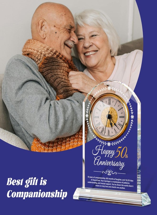 Sttokilly 50th Wedding Anniversary Crystal Quartz Clock,50 Years of Marriage Gift,Happy Golden Anniversary Decoration Gift,for Parents,Grandparents,Couple - Image 4